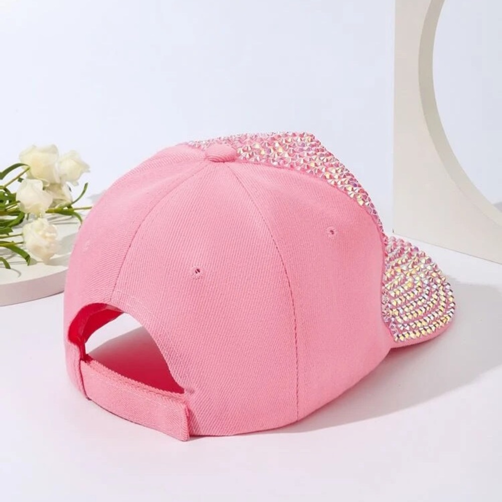 Pink Rhinestone Decor Baseball Cap - Picture 3 of 8
